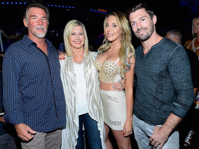 John Easterling, Olivia Newton-John, Chloe Lattanzi and James Driskill. Picture: Bryan Steffy/WireImage