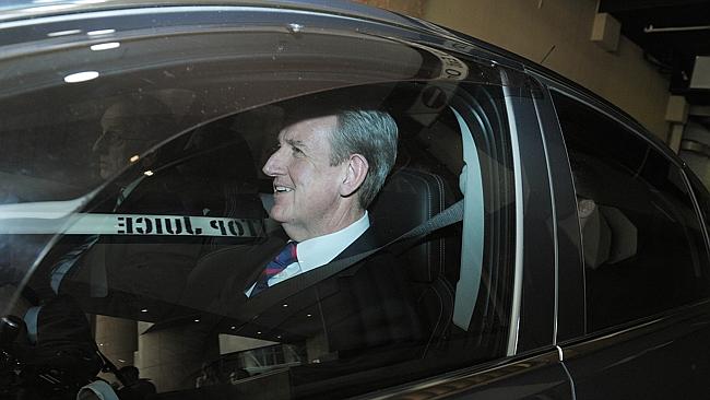 Barry O'Farrell leaves ICAC after appearing for a second time as a witness.