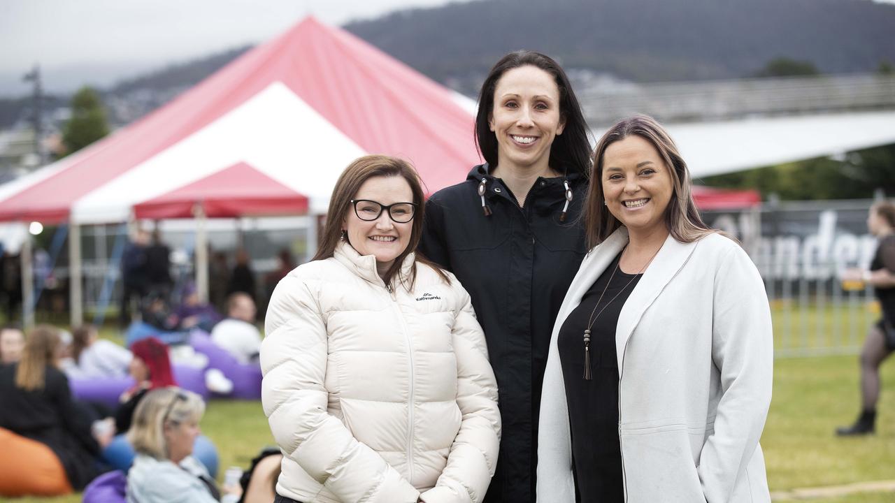 Jo Sulman of Sorell, Danielle Touroult of Dodges Ferry and Kelly Sulman of Sorell at the Veronicas concert, Hobart. Picture Chris Kidd