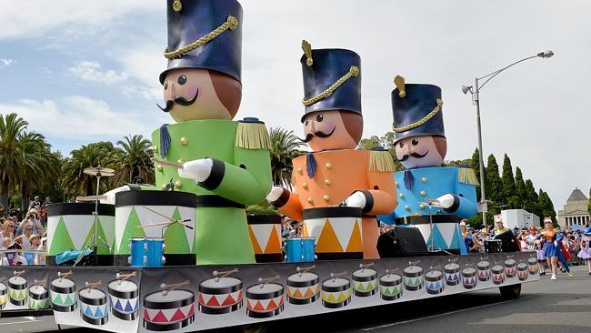 Drumroll: the Moomba parade heads down St Kilda Rd. Picture: Nicole Garmston