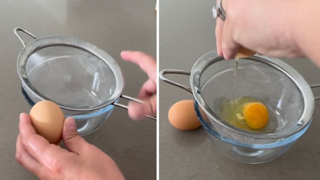 Amazing kitchen hack for separating egg yolk and whites! #kitchenhacks