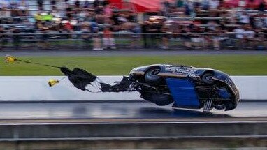 Sam Fenech was killed when his vehicle crossed the track and slammed into a camera tower at Willowbank Raceway on Saturday night. Picture: Ray Lawrence Photography