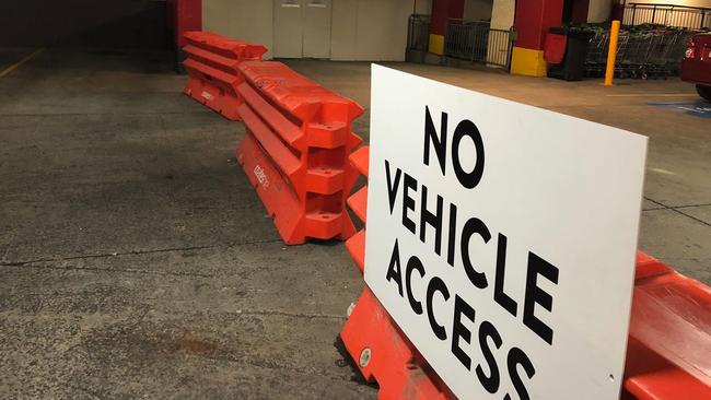 Carparking spaces remain blocked off on level one of Westpoint Blacktown.