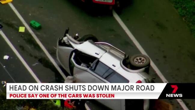 Man critical after serious crash involving stolen car (7 News)