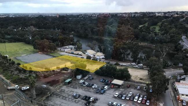 Proposed site of the commercial helipad on the River Torrens in Adelaide.