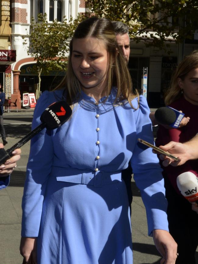 Senator Reynolds alleges the posts made by Ms Higgins (pictured) were critical of the handling of an allegation that she was raped in Parliament House in 2019. Picture: NewsWire / Sharon Smith