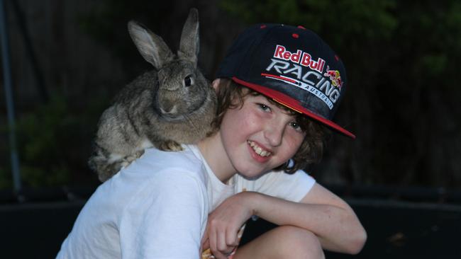 Jamie with his rabbit M &amp; M. Picture: Supplied