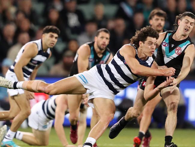 Shannon Neale and the Cats got to work in the contest. Picture: Sarah Reed/AFL Photos via Getty Images