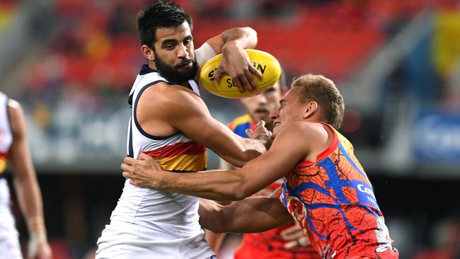 Wayne Milera added some much-needed depth to the Crows’ midfield on Saturday night. Picture: AAP Image/Dave Hunt