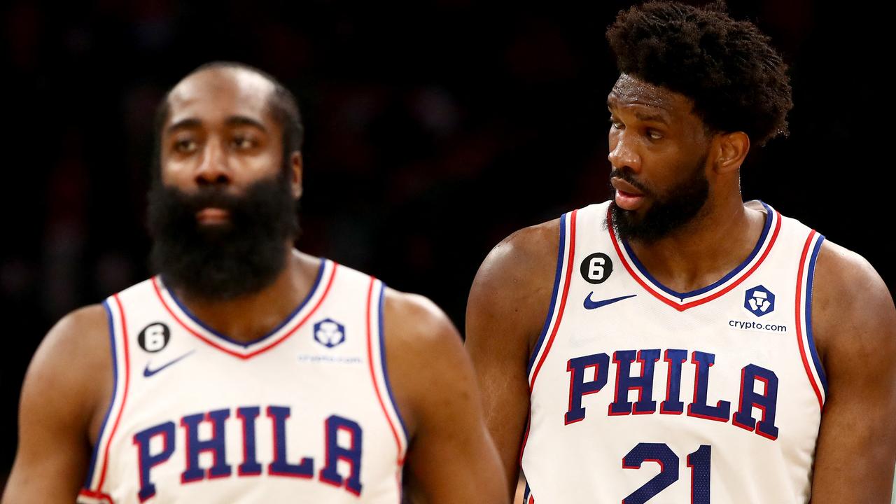 Joel Embiid, Tyrese Maxey, and James Harden of the Philadelphia 76ers  News Photo - Getty Images