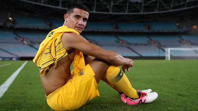 SYDNEY, AUSTRALIA – NOVEMBER 20: Tim Cahill of Australia poses for a portrait after playing his final match as a Socceroo following the International Friendly Match between the Australian Socceroos and Lebanon at ANZ Stadium on November 20, 2018 in Sydney, Australia. (Photo by Cameron Spencer/Getty Images)