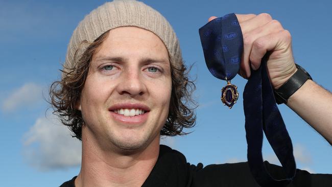 Nat Fyfe with his 2019 Brownlow Medal. Picture: David Crosling