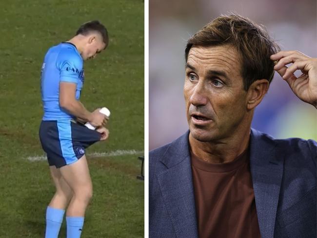 Andrew Johns was baffled by what he was seeing. Photo: Getty Images and Channel 9