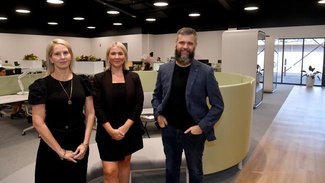 Partners Corrie Maxted, Tamara Weight and Ben kingsberry at the new premises for Harcourts Kingsberry in Charters Towers Road. Picture: Evan Morgan