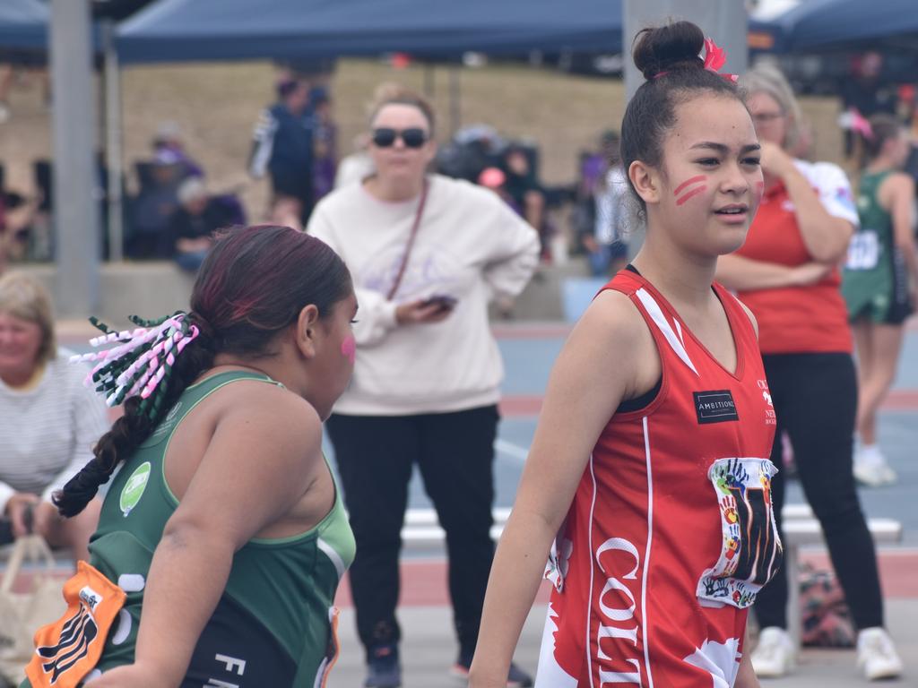 On court at the Cap Coast Junior Netball Carnival at the Barmaryee Multi Sports Precinct, Yeppoon, on August 11, 2024. Photo: Pam McKay