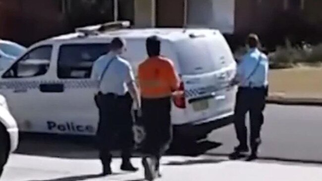 Convicted South Penrith drug dealer Shane Norman McDonald being arrested by police.