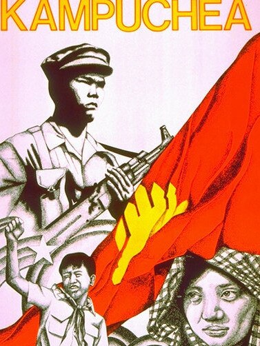 Cambodian (briefly named Kampuchea by the Communists) propaganda: boy with raised fist, from late 1970s. Source: Supplied.