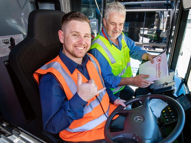 Trainee bus driver Warwick Chaseling match the switch out of hospitality. Picture: Supplied