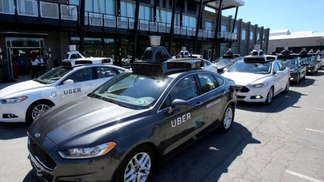 A group of driverless Uber cars in Pittsburgh. Picture; Reuters.