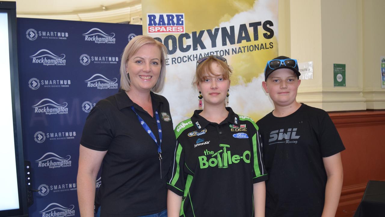 Nyree (Left), Madison (Centre), and Alan Johnson (Right) at the Rockynats in the CBD on Sunday, April 17.