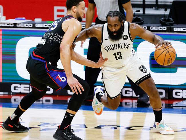 Ben Simmons and James Harden (pictured) will swap clubs — with Simmons joining Brooklyn and Harden joining Philadelphia. Picture: AFP