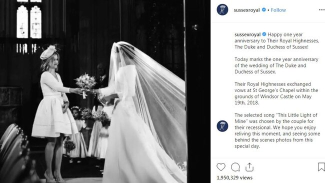 Screengrabs from a video posted to the Sussex Royal Instagram page to celebrate one year since the marriage of Prince to Meghan.