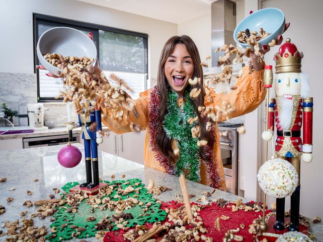 Melbourne’s Emma Sidaoui runs her family nuts and spices business and is obsessed with Christmas. Picture: Jake Nowakowski