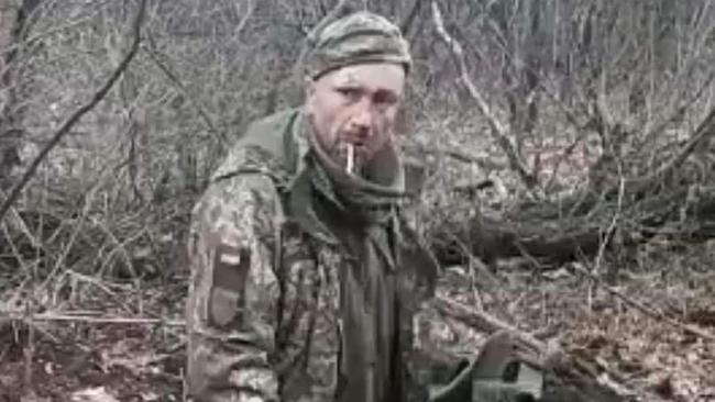 The Ukrainian prisoner of war moments before he was seemingly shot dead by Russian troops. Picture: Twitter