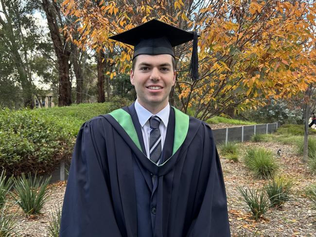 Jason Reichelt graduates with a Bachelor of Business from La Trobe University on May 14, 2024. Picture: Brittany Busch