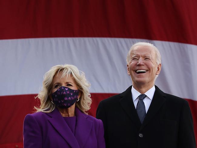 Joe Biden and Dr Jill Biden in Delaware before heading to Washington DC for the Inauguration. Picture: AFP