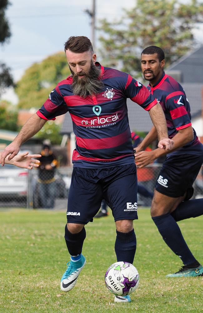 Epping City strier Sasa Aleksovski dribbles. Picture: Paul Seeley.