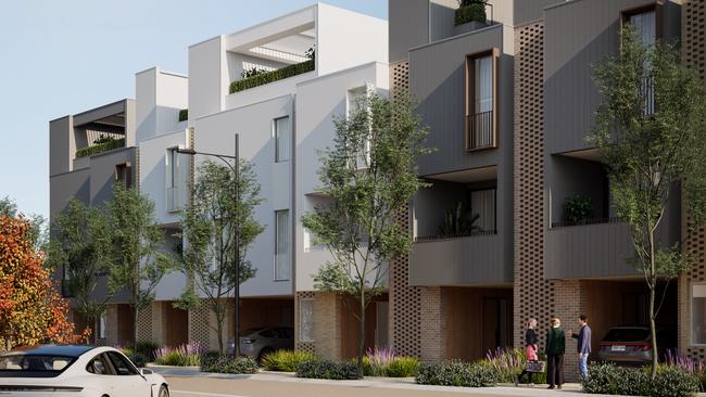 Work is started on The Quarter with new residents getting front row seats at Morphettville Racecourse. Picture: render supplied