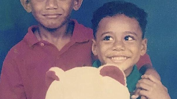 Samu Kerevi (right) was a talented soccer player growing up. Picture: Instagram