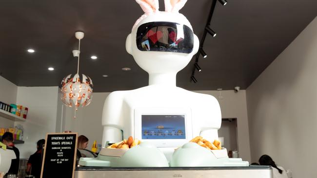 Shelley the robot is helping deliver food to diners at Ringwood’s Spacewalk Cafe. Picture: Mark Dadswell