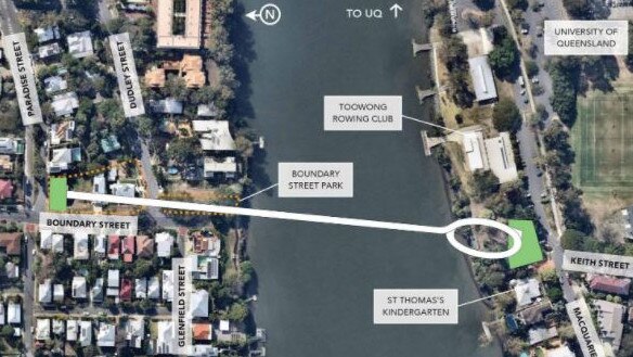 Option C, Keith St in St Lucia to Boundary St, West End.