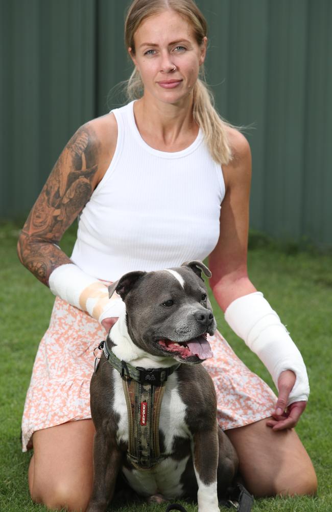 Sarah Keevers with her dog Hank. Picture: Glenn Hampson