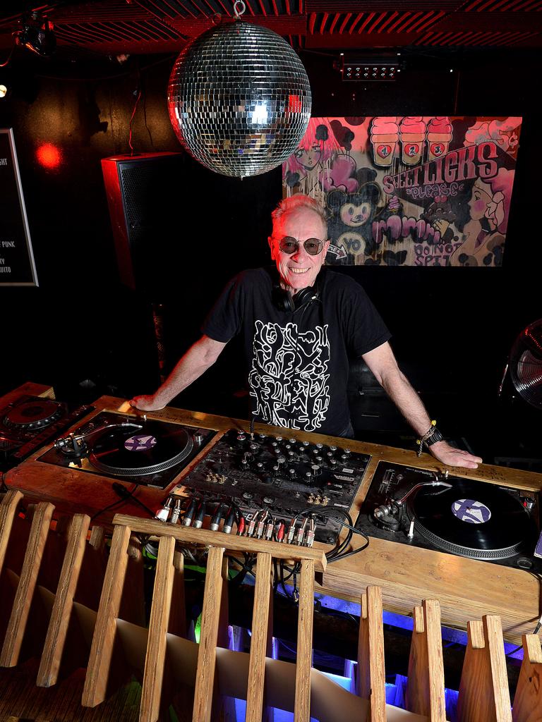 DJ Driller Jet Armstrong with some of his favourite things at Sugar night club, Rundle St. Picture: Bianca De Marchi