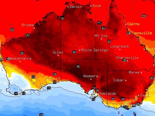 A huge slab of hot air ais being dragged towards the south and east. Picture: BSCH.