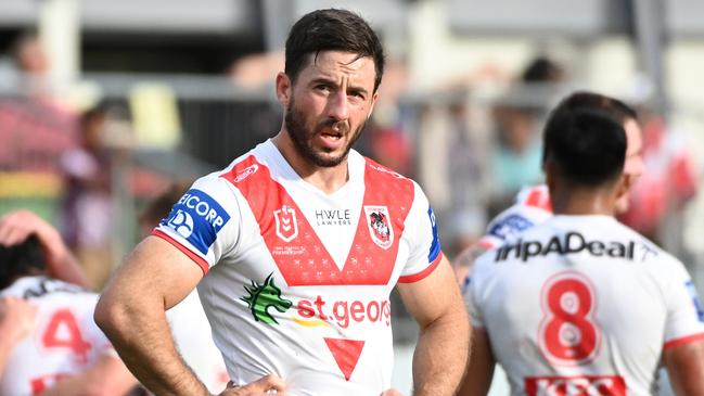 CAIRNS, AUSTRALIA - AUGUST 12: Ben Hunt of the Dragons looks on during round 24 NRL match between South Sydney Rabbitohs and St George Illawarra Dragons at Barlow Park on August 12, 2023 in Cairns, Australia. (Photo by Emily Barker/Getty Images)