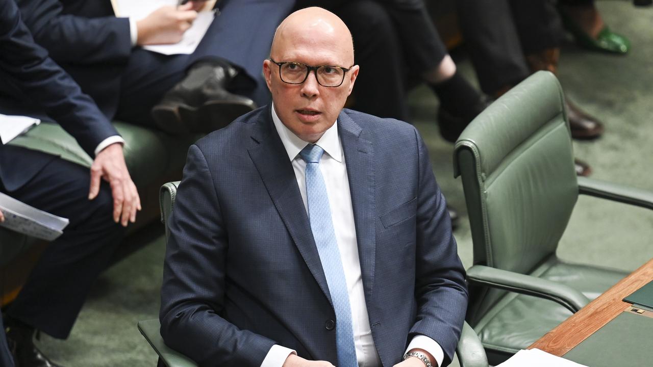 Opposition leader Peter Dutton says the PM is being ‘duplicitous’. Picture: NewsWire / Martin Ollman