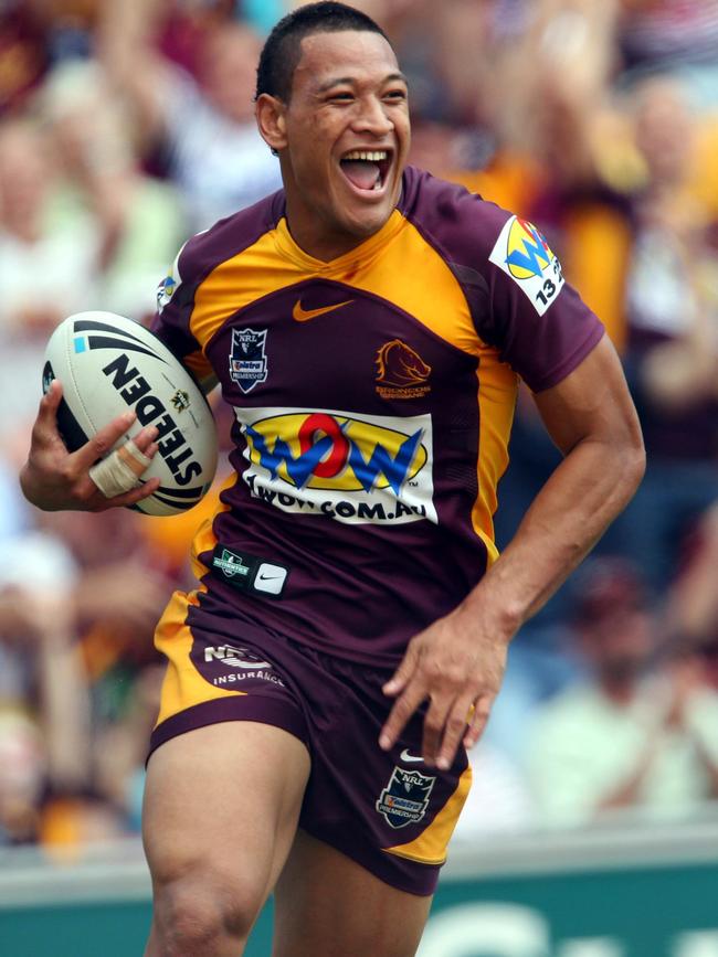 Folau during his time with the Brisbane Broncos. Picture: Darren England