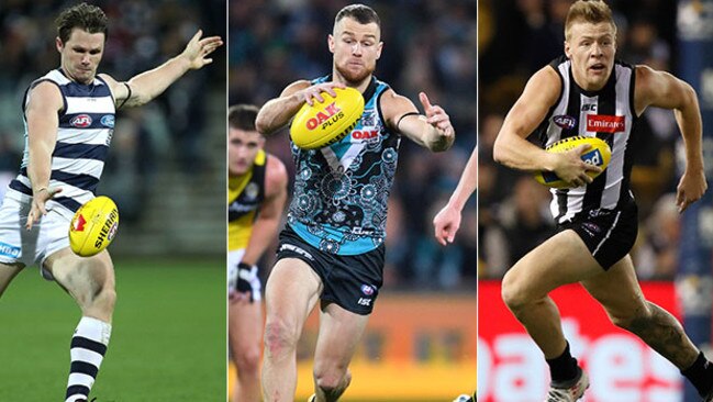 Patrick Dangerfield, Robbie Gray and Jordan de Goey.