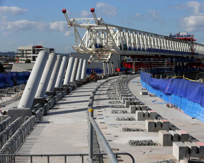 The Rouse Hill station under construction. Picture: Adam Ward