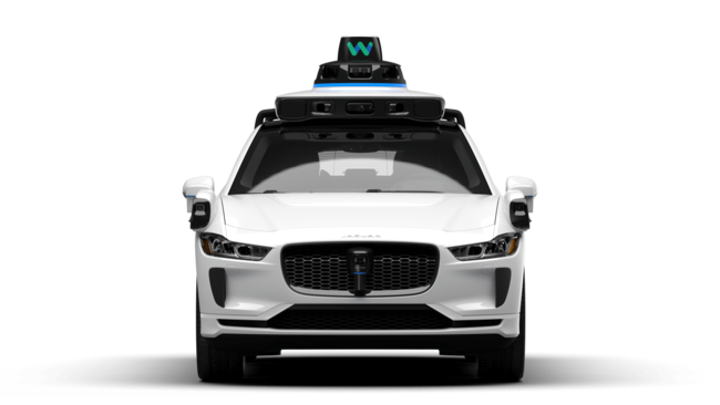 The Jaguar electric Waymo driverless taxi.