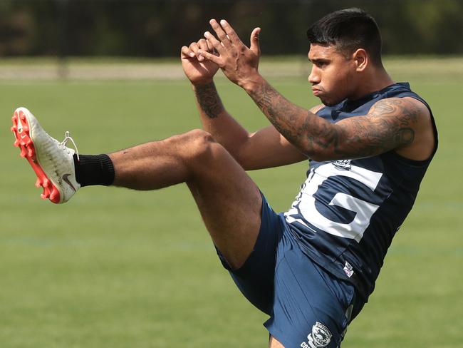 Tim Kelly at Geelong training. Picture: Alison Wynd