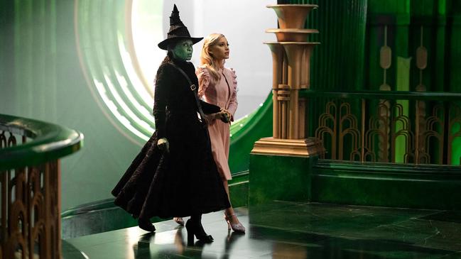 Cynthia Erivo as Elphaba and Ariana Grande as Glinda in Wicked. Photo: Courtesy of Giles Keyte/Universal Pictures