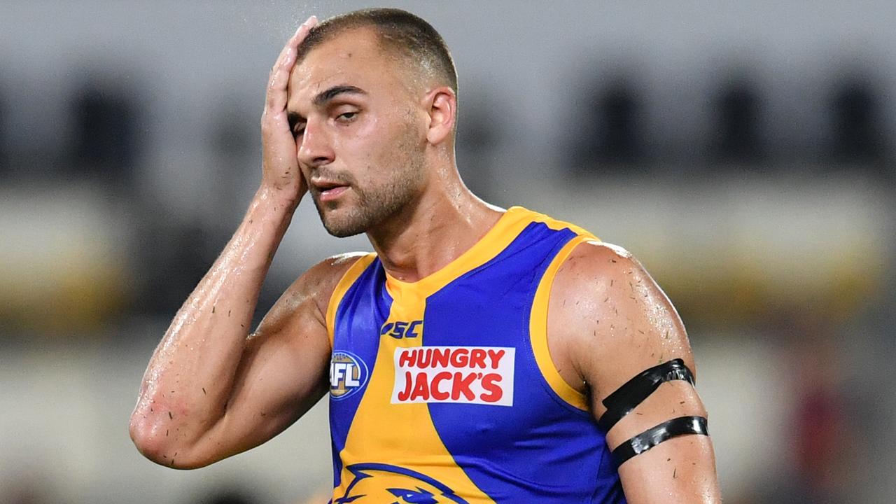 Dom Sheed might not get another shot at a Grand Final-winning goal if the Eagles start 0-2. (AAP Image/Darren England)