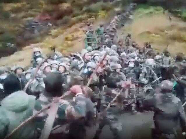 Border clash between Chinese and Indian troops. Picture: Supplied.