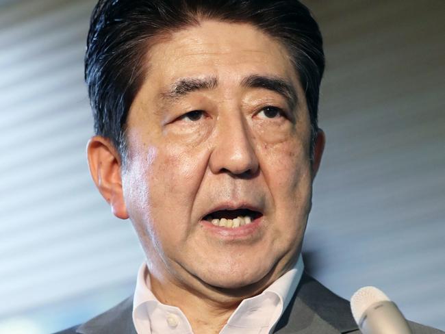 Japan's Prime Minister Shinzo Abe says a sixth nuclear test would be ‘unacceptable’. Picture: Kyodo News via AP