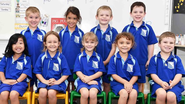 St Theresa's Catholic Primary School Preps. Back from left: William, Kora, Darcy, Sawyer. Front from left: Athalia, Jade, Cady, Makenzie, Rivah. Picture: Patrick Woods.